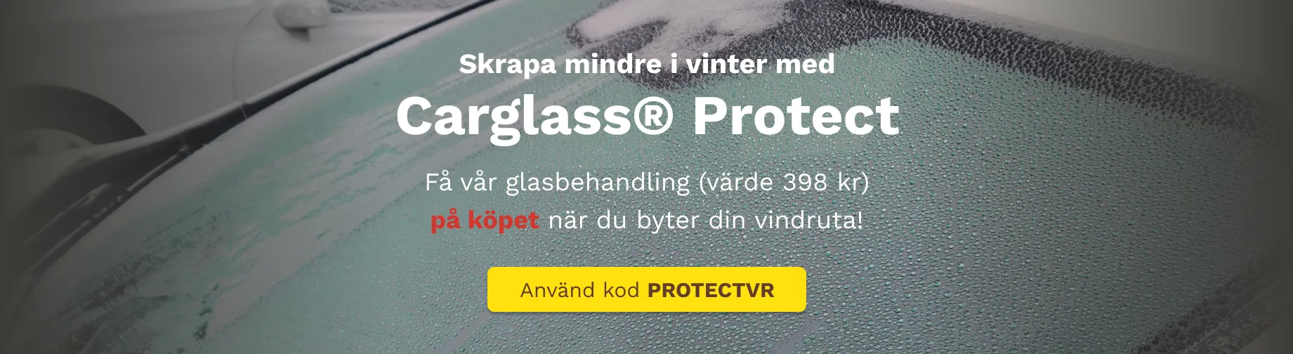 Frozen windscreen with text overlays regarding campaign