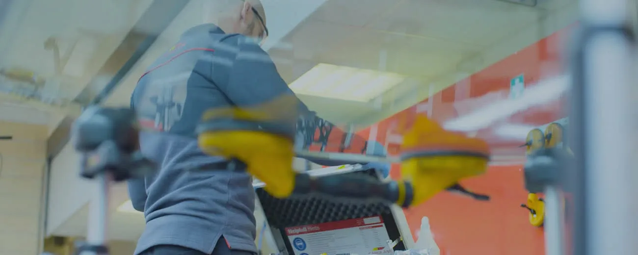 Staff man doing installation