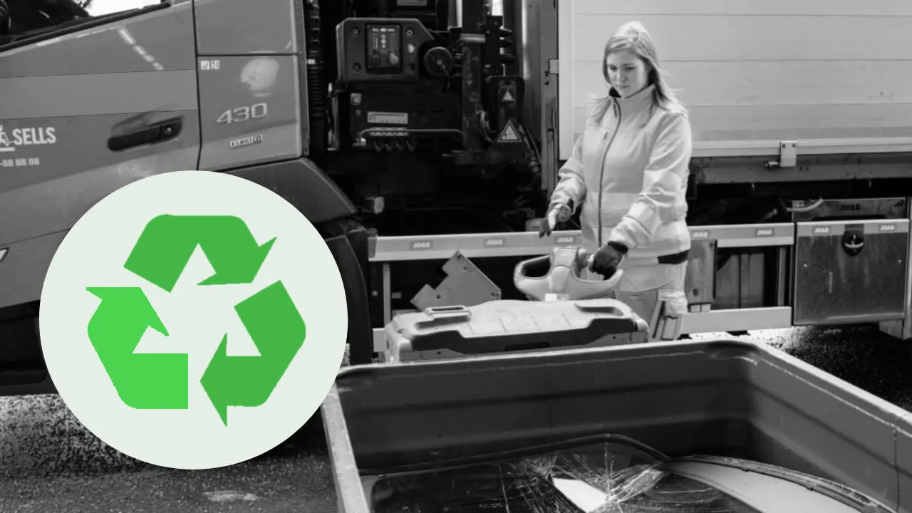 Recycling windscreens symbol on white