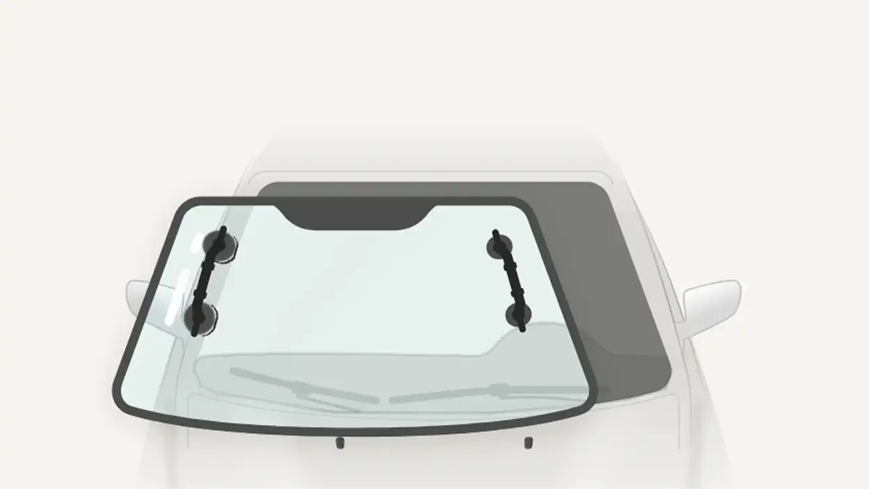 Tekniker byter vindruta på bil