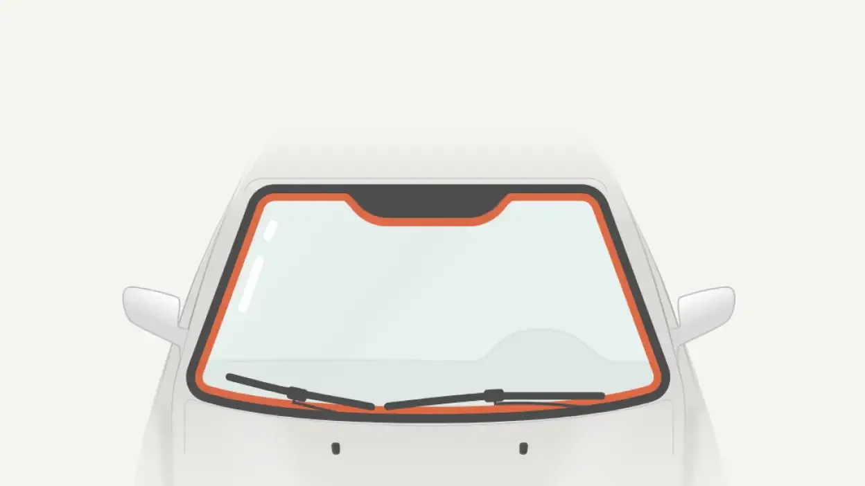 Närbild på stenskott i vindruta som lagas