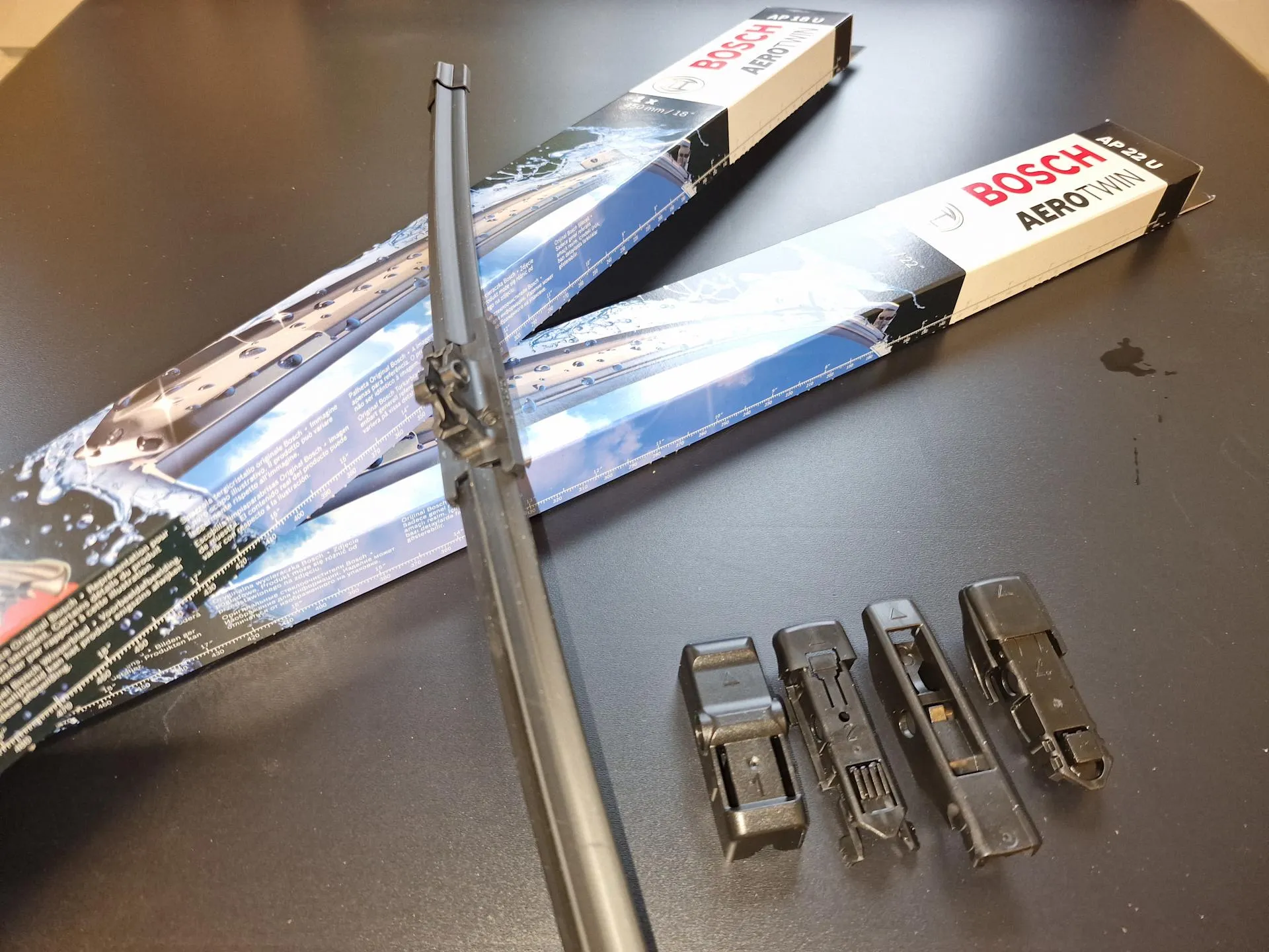 Wiper blades on table